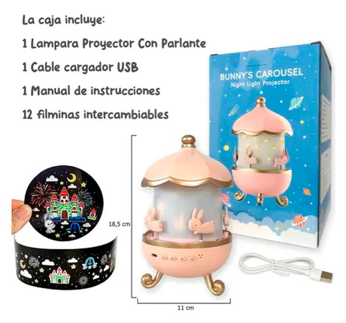 Lampara Proyector Infantil Giratorio - Bluetooth-3