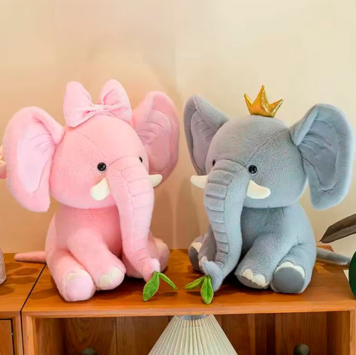 Peluches de Elefantito con Moño y Corona Súper Tiernos-3
