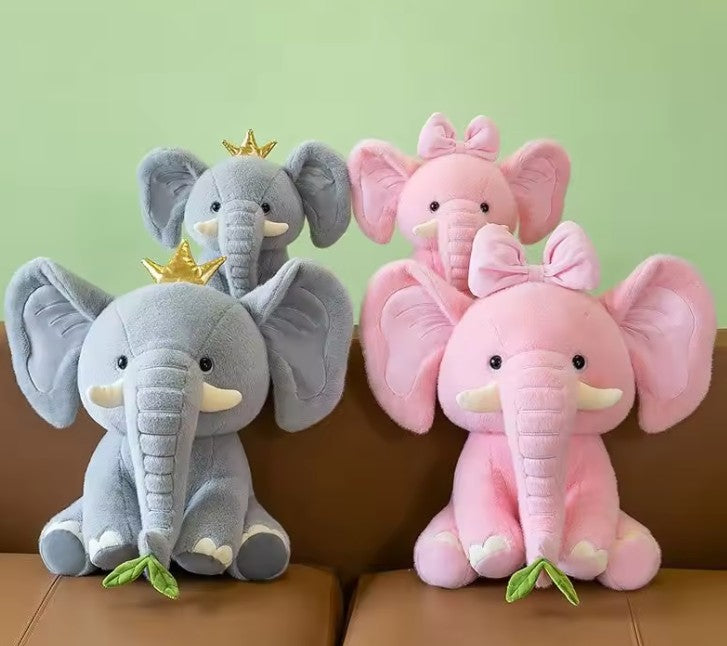 Peluches de Elefantito con Moño y Corona Súper Tiernos-5