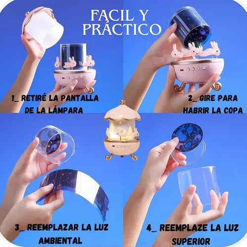 Lampara Proyector Infantil Giratorio - Bluetooth-5