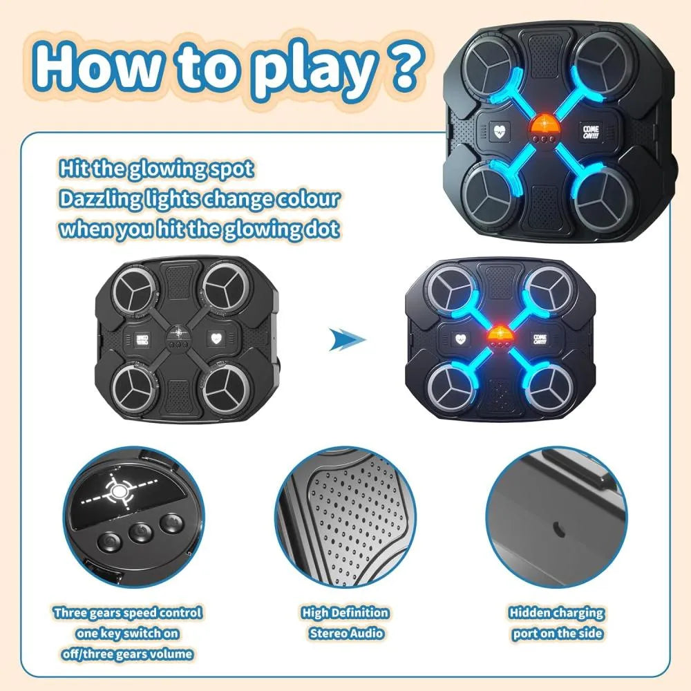 Maquina De Boxeo Musical Bluetooth Para Niños Con Guantes-8